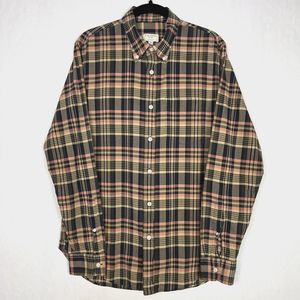 Club Monaco Slim Fit Shirt Mens Medium Navy Multi Plaid Buttons Up Long Sleeve